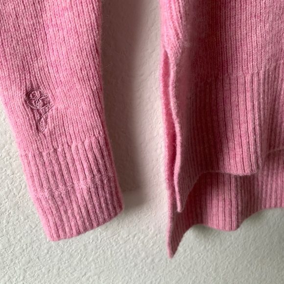 GANNI ribbed merino wool yak blend turtleneck sweater Small knit pink - Picture 5 of 10